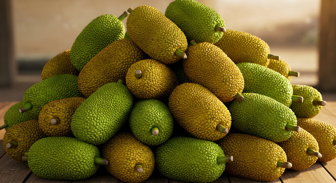 A pile of jackfruits