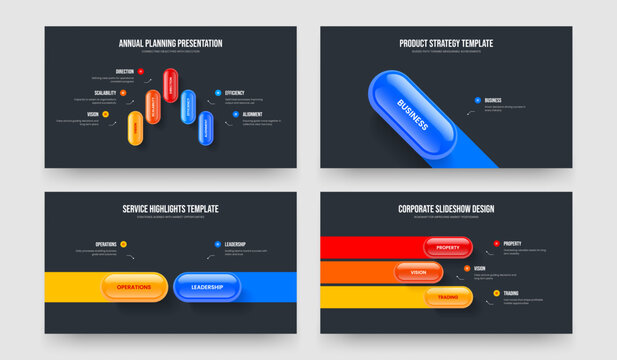 Market Strategy Five One Two Three Option Infographic Presentation Layout Vector Illustration Collection. Project Plan 5 1 2 3 Element Diagram Frame Design Bundle.