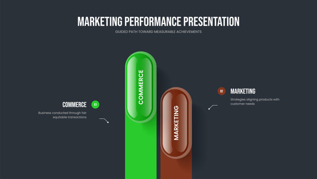 Advertising Launch Slide Design Vector Illustration. Professional Profile Two Step Infographic Frame Layout. Product Showcase 2 Option Diagram Slideshow Template.
