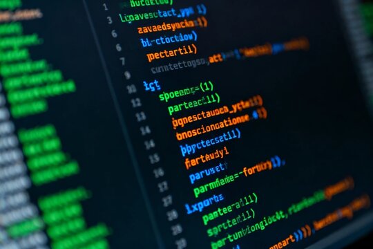 Close-up of Colorful Computer Code on Screen