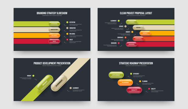 Consulting Showcase Four Five Two Three Option Infographic Frame Design Vector Illustration Bundle. Creative Insight 4 5 2 3 Element Diagram Presentation Template Collection.