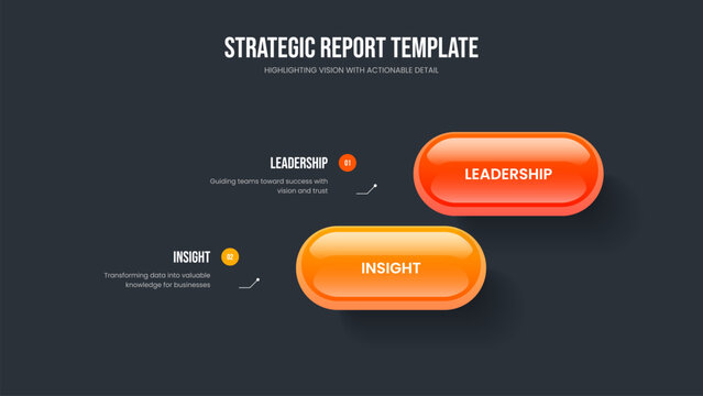 Market Forecast Two Element Infographic Frame Layout. Creative Innovation Slide Template Vector Illustration. Modern Plan 2 Step Diagram Presentation Design.