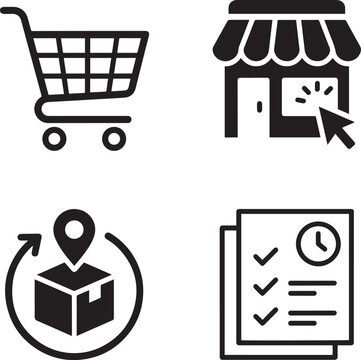 Shopping and delivery service icons set Vector