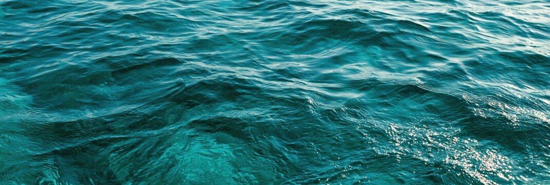 Blue ocean water surface with ripples and sunlight reflections