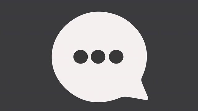 A simple gray speech bubble icon with three dots representing typing a message, on a black background.