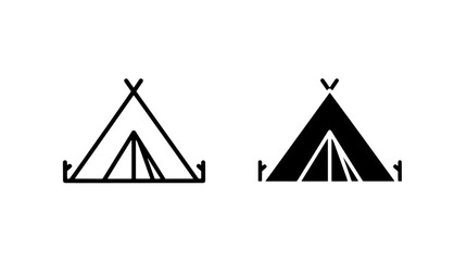 Camping tent outline and silhouette icons set with adventure © Al Rafi
