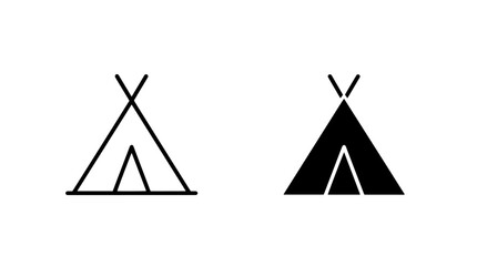 Teepee tent camping icon in outline and silhouette styles © Al Rafi