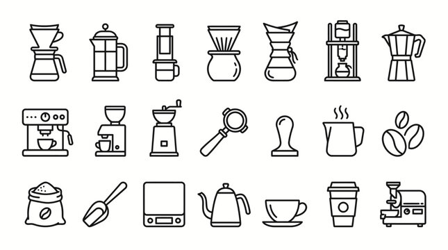 Coffee Maker Line Icons