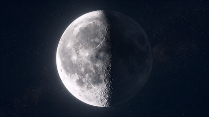 Obraz premium Third quarter moon in the night