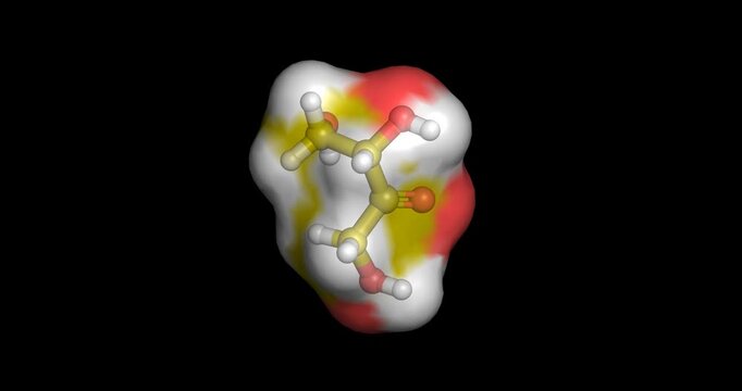Erythrulose, sugar compound, 3D molecule 4K spinning