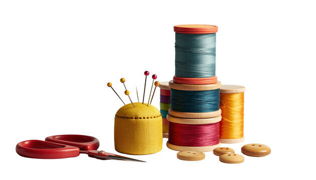Thread spools and sewing notions for crafting and tailoring