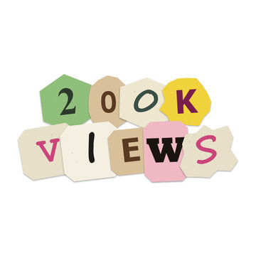 200K views text sign isolated on transparent background