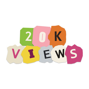 20k views magazine cutout letters isolated on transparent background