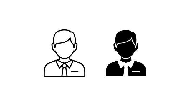 Male representative avatar icon set in outline and solid