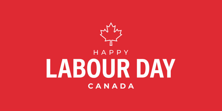 Happy labour day canada minimalist red and white graphic design