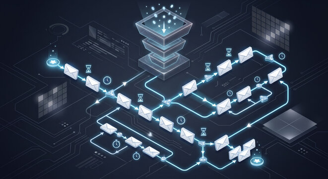 Customer journey map lights the path: TOFU&rarr;MOFU&rarr;BOFU. Awareness, consideration, conversion content aligned to clear CTA.