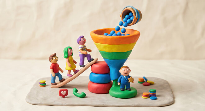 Team drives prospects into funnel: awareness campaigns, social ads, PPC; lead gen to MQL with gated ebook and CTA.
