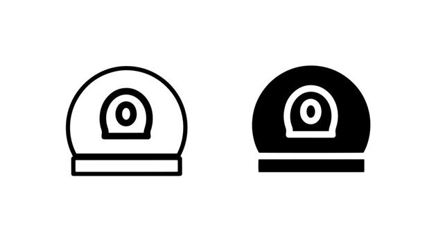 Dome security camera icon set in outline and solid styles