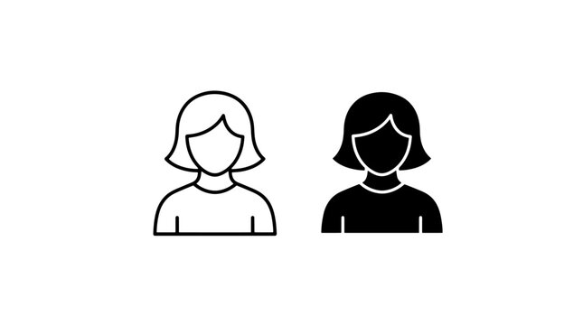 Woman avatar icons with round neckline styles, character