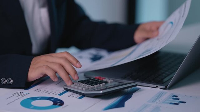An accounting and finance specialist develops strategies to increase profits and optimize costs. Business, finance, accounting and tax planning at home or office. business budget planning.