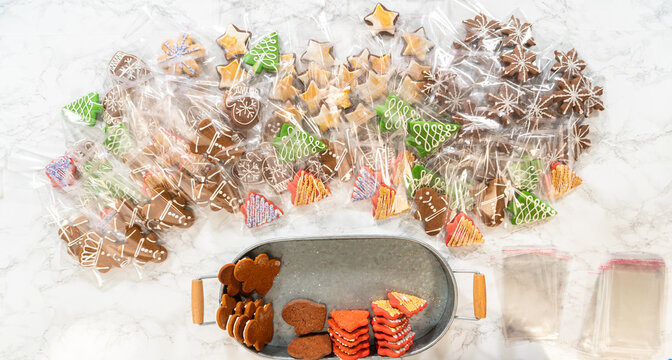 Holiday Gingerbread Cookies Ready for Packaging