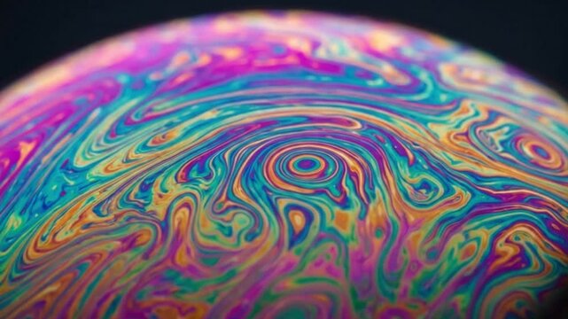 Abstract macro iridescent soap bubble surface background