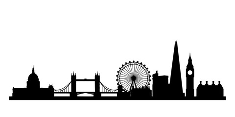Obraz premium London Skyline Featuring Iconic Landmarks and the London Eye with Tower Bridge and Big Ben Featuring Silhouette, Architecture