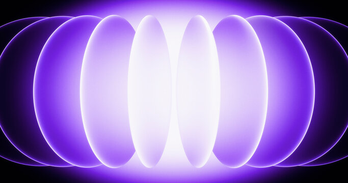 Glowing purple glass spheres overlap in a modern abstract background