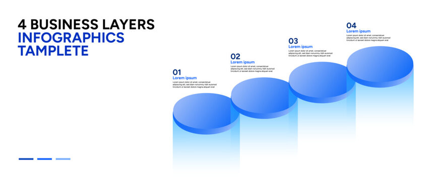 Isometric 4 Step Blue Cylinder Staircase Business Infographic Presentation Template