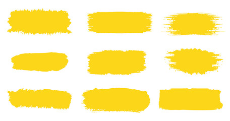 Brush strokes in yellow color featuring paint, texture, and art with creative and design elements for illustration, vector projects, and clean composition. © MDASADUL