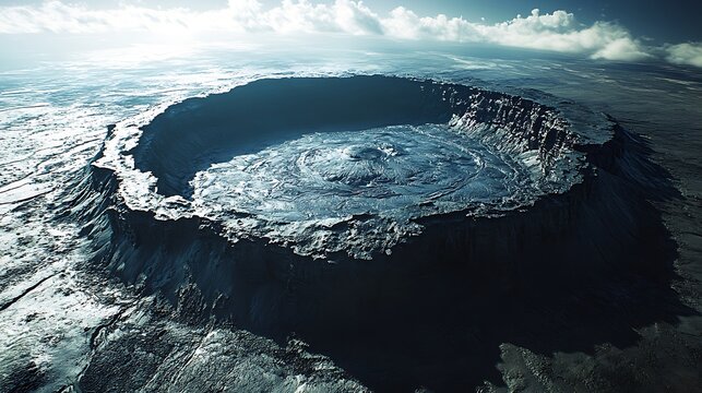 Volcanic caldera aerial view