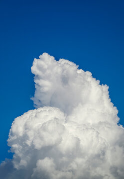 A fast growing cumulus cloud signals a thunderstorm in the blue sky
