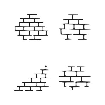 Hand Drawn Brick Wall Elements Set