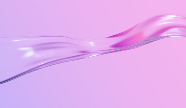 Abstract pink glass wave pattern with translucent prism effect