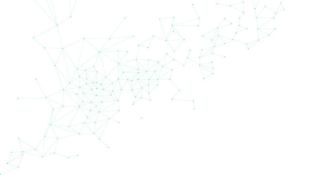 Abstract Polygon Network Background with Mint Green Connection Lines and Dots for Digital Technology Design