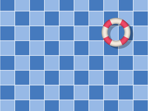 A blue pool floor with a pink and white floaty background for wallpaper or backdrop