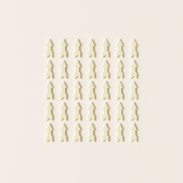 3D rendered arrows pointing upward in a grid showing team direction