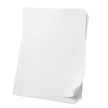 Stack of clean document pages for design, isolated on transparent cutout background