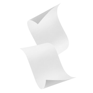 Blank wavy paper pages for design, isolated on transparent cutout background