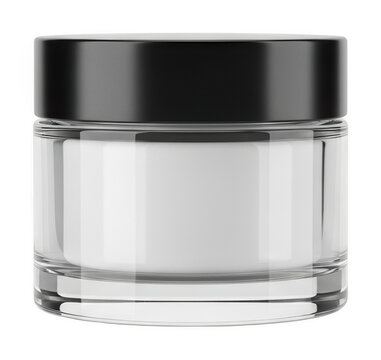 Elegant glass jar png premium glass jar png clear glass jar png Matte black lid isolated transparent background image