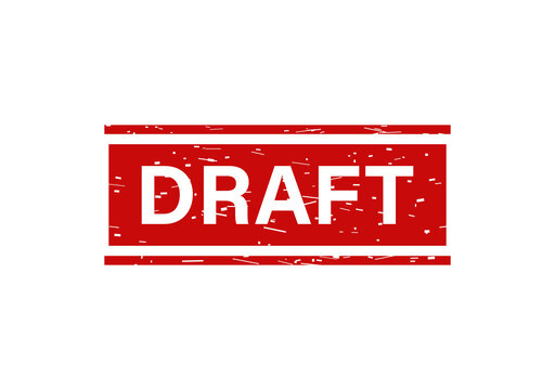 Red rubber stamp with the word draft inside a rectangle frame isolated on a plain white background for design use isolated on transparent background
