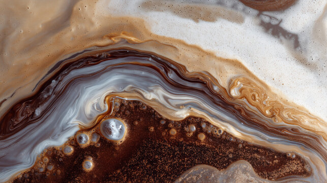 Abstract swirling patterns of earthy tones and white creating a unique geological formation.