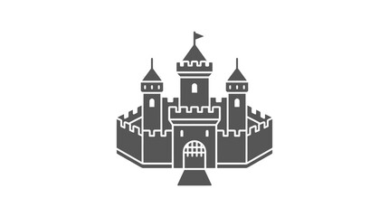 Black and white castle icon towers. © Sari