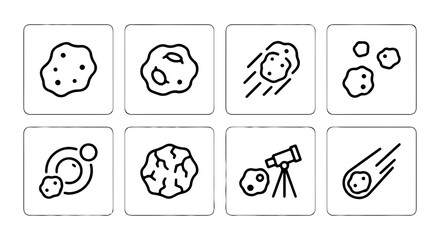 Cosmic Asteroid Icons, Space Rocks Vector Set, Celestial Body Graphics, Astronomy Symbols © Muntaha