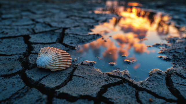 Close-up of cracked dry ground with small