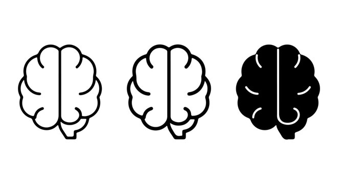 Brain Icons, Neural Network Vector Graphics, Human Mind Symbol Set, Medical Science Concept