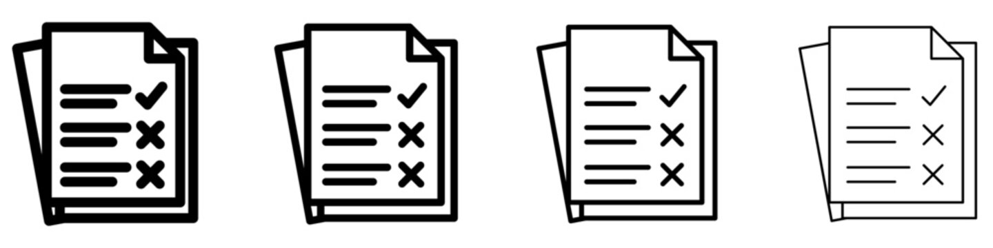 Checklist document line icon with check and cross marks. Vector illustration.