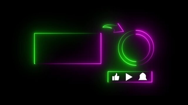 The design appears to be a minimalist interface, possibly for a media player or streaming service, a dark background with various neon green and pink graphical elements.