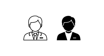 Fototapeta premium Set of human profile avatar icons in line and solid style