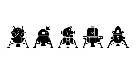 Lunar Lander Icons, Spacecraft Vector Set, Sci-Fi Exploration Vehicles, Astronaut Mission Graphics © Sidratul